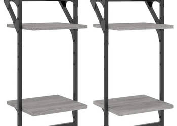 2-poziomowe półki z drążkami 2 szt. szary dąb sonoma WM-836256