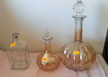 Karafka, szkło miodowe, opalizowane. pięknej dyni.. Karafka, szkło miodowe, opalizowane. pięknej dyni..