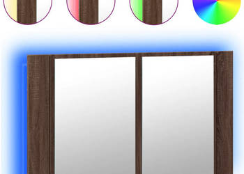 Szafka łazienkowa z lustrem i LED brązowy dąb 80x12x45 akryl WM-834953