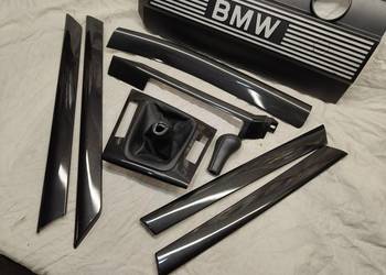 Bmw e46 dekory czarny połysk+mieszek skóra+gałka komplet oryginał sedan