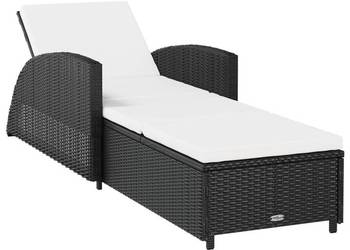 vidaXL Leżak ogrodowy z kremową poduszką, polirattan(SKU:317177)
