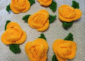 Róża szydelkowa aplikacja kotylion naszywka