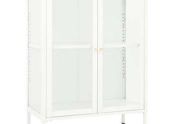 Szafka boczna biała 75x35x105 cm stal i szkło WM-336071