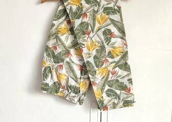 Lniane spodnie Esmara w tropikalne kwiaty 44 len bawełna floral XXL