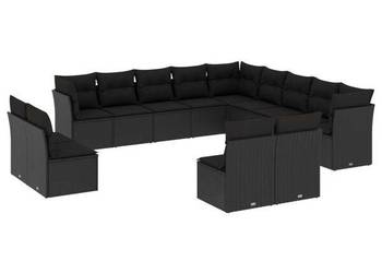 vidaXL 13-cz. zestaw mebli do ogrodu, poduszki, czarny(SKU:3250324