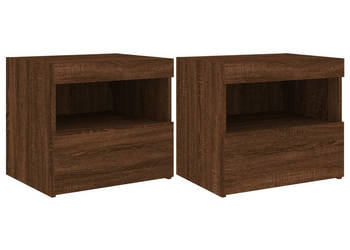Szafki nocne z LED 2 szt. brązowy dąb 50x40x45 cm WM-836776