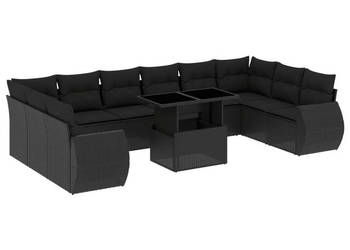 11-cz. zestaw wypoczynkowy do ogrodu poduszki czarny rattan PE WM-3268775