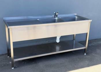 STÓŁ Z DWOMA ZLEWAMI I PÓŁKĄ 1800x600x850 Dora-Metal