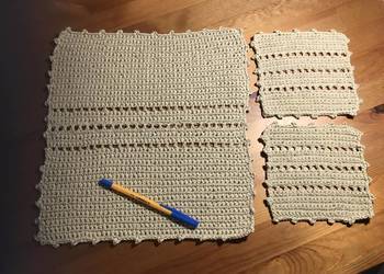 Serweta kwadrat+serwetki eko przędza 100% bawełna vintage