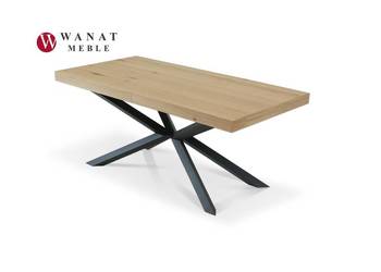 Stół 180 x 90 cm podstawa stal czarna Blat dąb nat