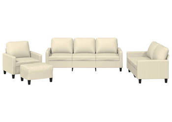 4-osobowa sofa z poduszkami kremowa sztuczna skóra WM-3201404