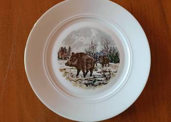 Talerz ozdobny z dzikiem. Niemiecka porcelana Mitterteich Bavaria.
