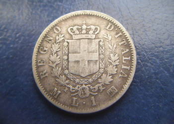 Stare monety 1 lir  1867 Włochy srebro