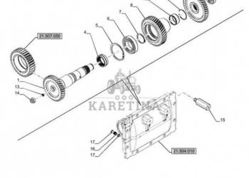 New Holland T6070 Wałek 40.6/128.7mm id x 44.6/147.4mm od x 304mm l, 21/33…