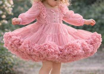 Sukienka tutu księżniczki pudrowy róż 86-92 NOWA