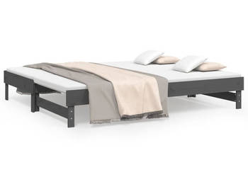 Łóżko rozsuwane szare 2x(90x200) cm lite drewno sosnowe WM-823381