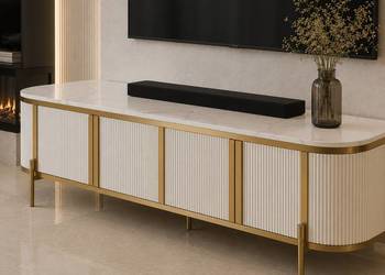 Komoda RTV złota kremowa Omega Glamour Premium 200x40x60