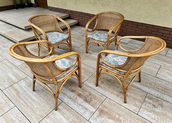 Fotel rattanowy wiklinowy krzesło fotelik z rafią komplet wypoczynkowy