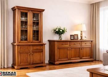 Stylowy Kredens Witryna 123` Stylizowana Dąb Rustykalny Producent BEKAS