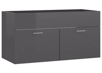 Szafka pod umywalkę szara wysoki połysk 90x385x46 cm WM-804673