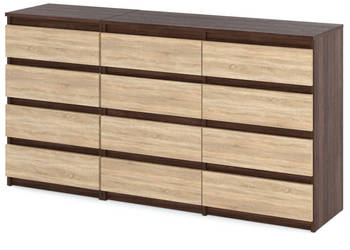 Komoda 12 Szuflad Duża Pojemna Szafka Rtv Do Sypialni 180cm Wenge Sonoma