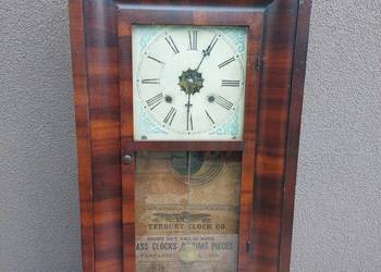 107 Stary zegar ścienny amerykański Waterbury Clock sprawny film