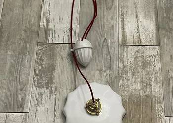 Stara lampa wisząca kuchenna z przeciwwagą porcelanową