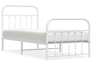 Łóżko Metalowe Białe Rama Łóżka Ze Stelażem Biała 90x200 cm WM-352638