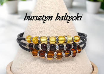 Bransoletka z bursztynu, bursztyn bałtycki koniak wiśnia cytryna #1020