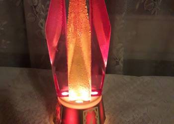 Lampka nocna kryształy lampa stołowa zielona PRL żywica