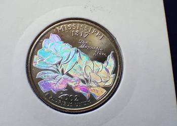 Stare monety 1/4 dolar 2002 Missisipi USA hologram