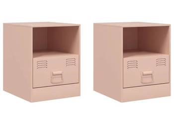 Szafki nocne 2 szt. różowe 345x39x44 cm stal WM-841754