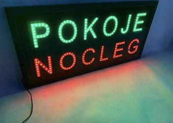 Reklama POKOJE NOCLEG LED 80x40 cm Szyld diodowy zewnętrzny