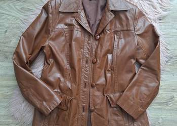 Świetna skórzana kurtka brązowa skóra naturalna prawdziwa 40