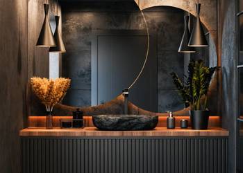 Lustro Puzzle Kiss – zestaw podwójnych luster LED, okrągłych i ściętych,