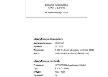 Liebherr a 904 c DTR instrukcja obsługi PO POLSKU!