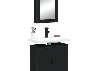 2-cz zestaw mebli łazienkowych czarny materiał drewnopochodny WM-3214780