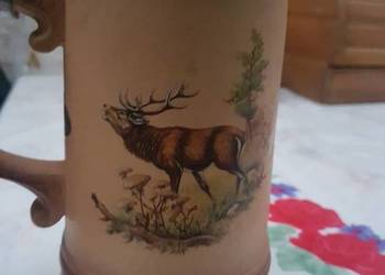 Kufel ręcznie malowany z Jeleniem piękny z pozytywką BAWARIA