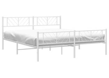 Łóżko Metalowe Białe Rama Łóżka Ze Stelażem Biała 183x213 cm WM-372251