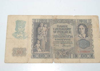 Stary banknot 20 złotych 1940 antyk unikat kolekcjonerski B