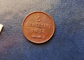 Stare monety 5 centesimi 1936 San Marino