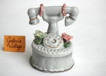 Telefon, pojemnik, puzderko, szkatułka, porcelana, vintage