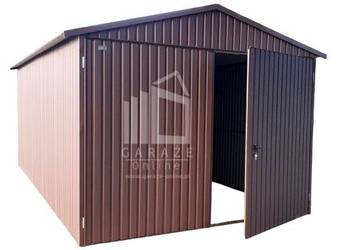GARAŻ BLASZANY 3m x 5m dwuspad pion - kwaterki - brąz ID84 3x5