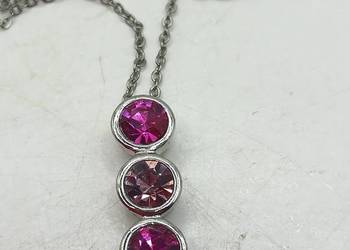 Naszyjnik trzy różowe szlifowane szkiełka Naszyjnik trzy różowe szlifowane szkiełka