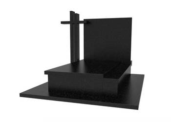 Nagrobek Granitowy Podwójny Premium Czarny z Krzyżem Granitowym i Półką na…
