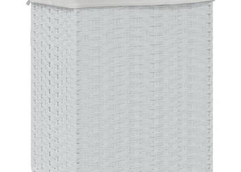 Kosz na pranie z pokrywą biały 46x33x60 cm polirattan WM-372033