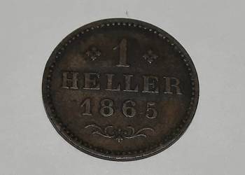 moneta Frankfurt  1 halerz, 1865