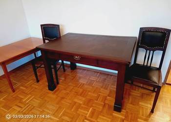 Komplet gabinetowy Art Déco: Biurko / Stół i 2 Krzesła z pinezkami Lata 30