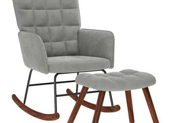 vidaXL Fotel bujany ze stołkiem, jasnoszary aksamit(SKU:4016843)