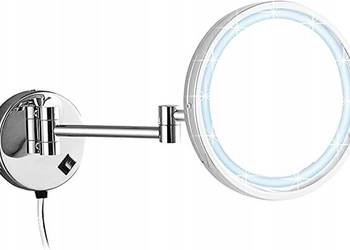 Lustro Kosmetyczne Ścienne Srebrne Naścienne 7X Obrotowe 20 cm